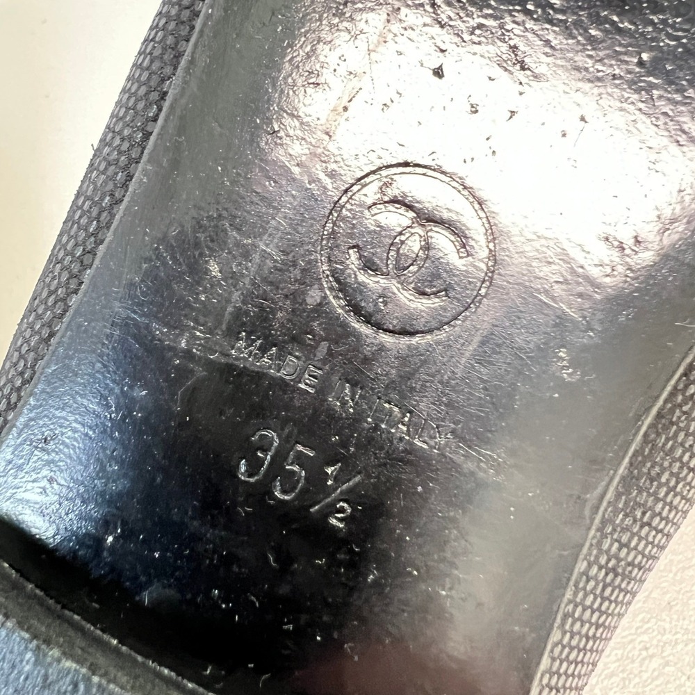 100% Authentic Chanel Black Leather Cap Toe Ballet Flats Shoes Size 35.5 5.5 - Picture 10 of 13